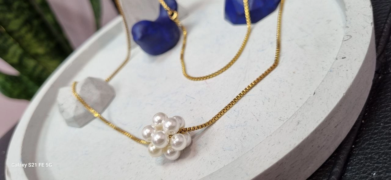 گردنبند گوی مروارید شل درجه یک زنجیر خلخال ۷۵ سانت کپی