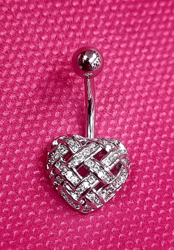 پرسینگ ناف قلب سه بعدی آبکاری نقره