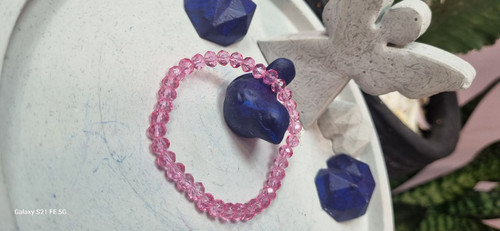 دستبند سنگ کریستال صورتی