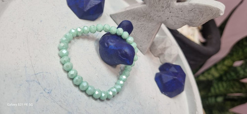 دستبند سنگ کریستال سبز آبی پاستیلی