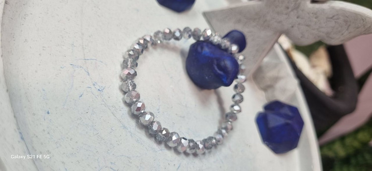 دستبند سنگ کریستال نقره ای