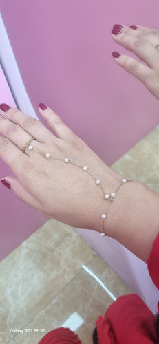 تمیمه دستبند طلایی استیل رنگ ثابت مروارید