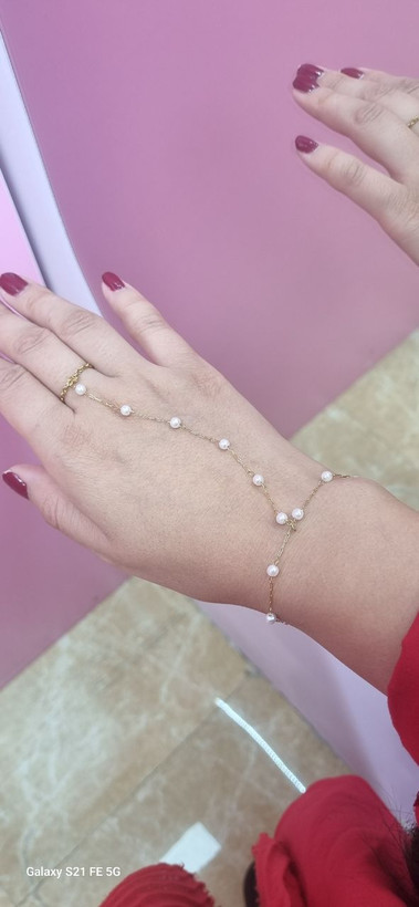 تمیمه دستبند طلایی استیل رنگ ثابت مروارید