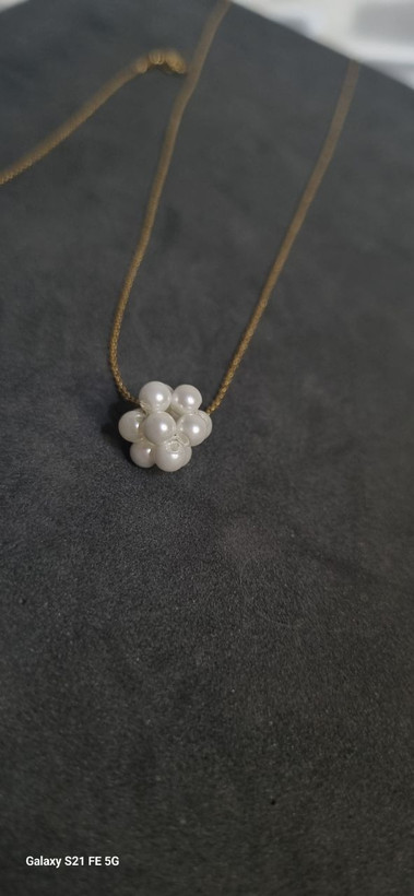 ست طلایی گردنبند و دستبند تمشک مرواریدی شل