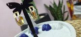گوشواره حلقه ای طلایی استیل نگین متحرک