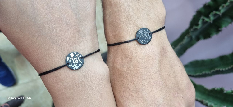 دستبند ست کاپلی استیل مشکی زیدی و آقایی