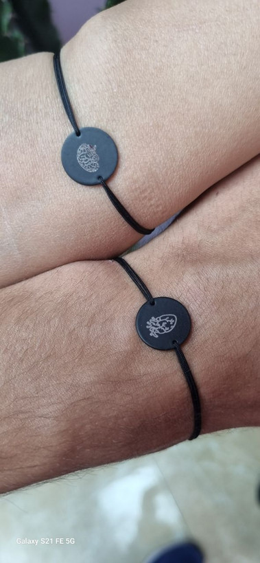 دستبند ست کاپلی استیل مشکی قلب و مغز