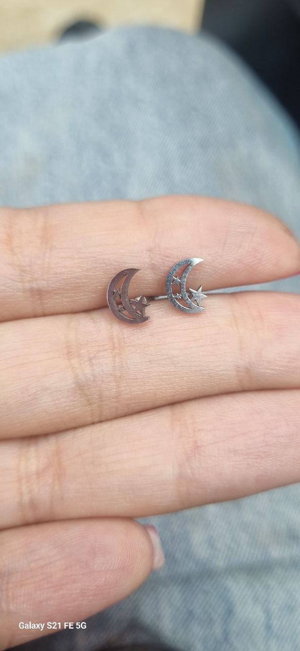 گوشواره میخی استیل نقره ای