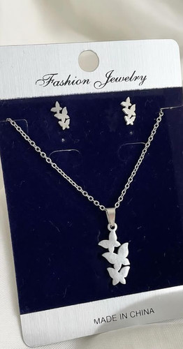 نیم ست استیل پروانه نقره ای