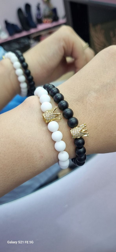 دستبند ست سنگ انیکس با پلاک تاج