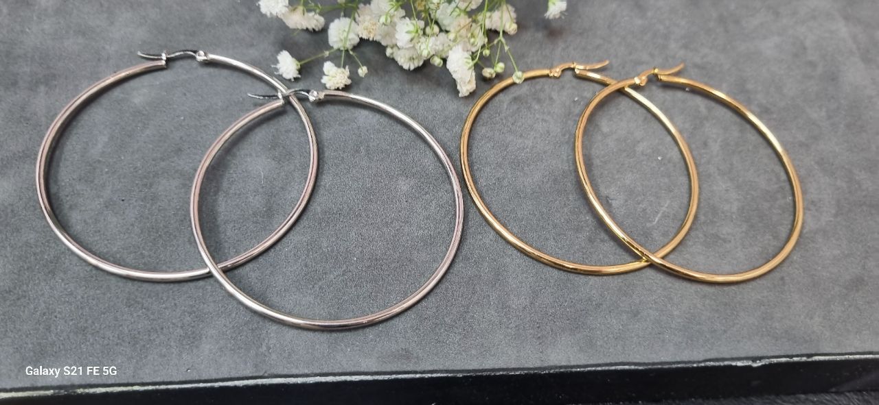 گوشواره استیل حلقه ای بزرگ  نقره ای