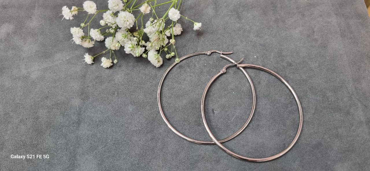 گوشواره استیل حلقه ای بزرگ  نقره ای