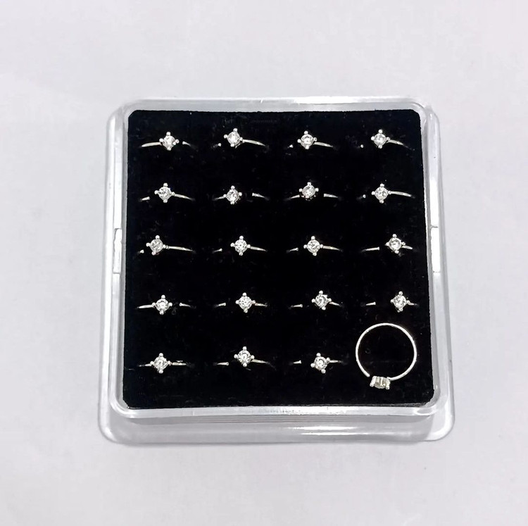 پرسینگ رینگ بینی نقره نگین دار