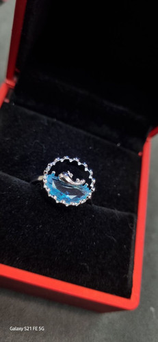 انگشتر دلفین ابی نقره ای