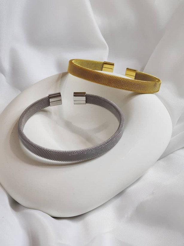 دستبند بنگل نقره ای استیل وارداتی