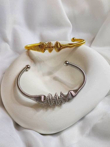 دستبند بنگل نقره ای استیل وارداتی