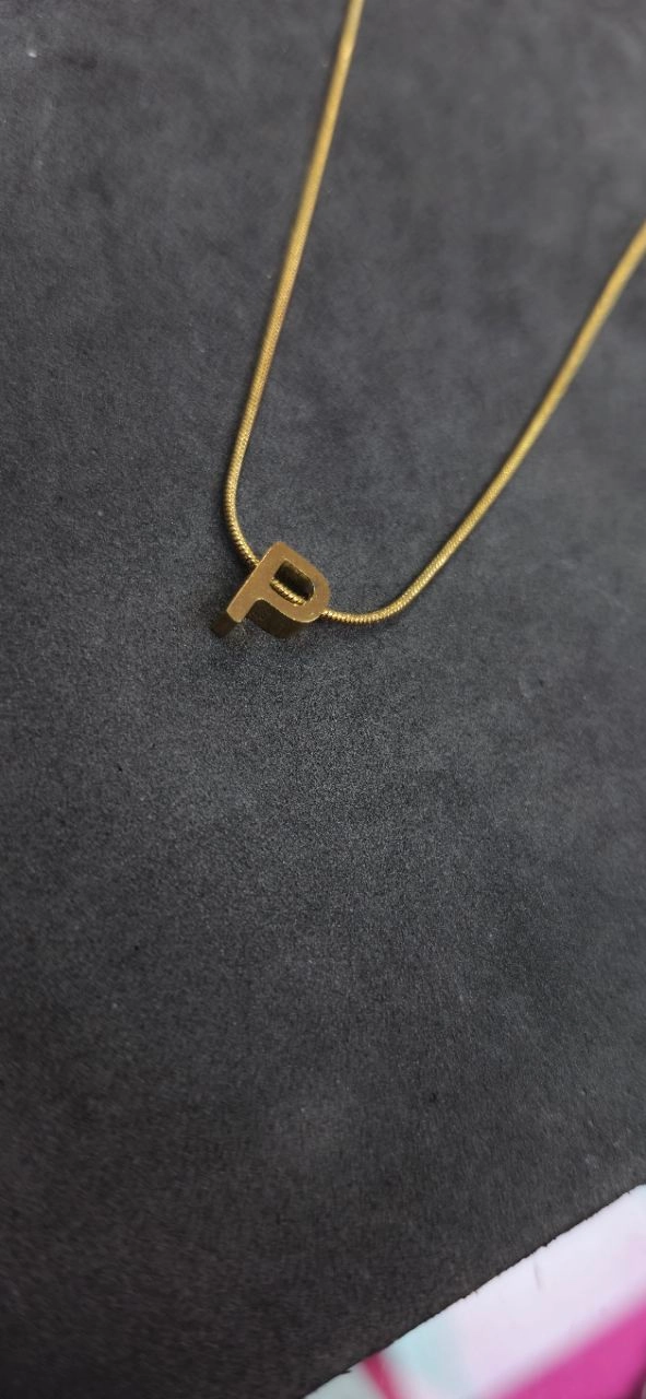 گردنبند استیل حرف P طلایی