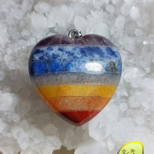 گردنبند استیل با آویز سنگ هفت چاکراه