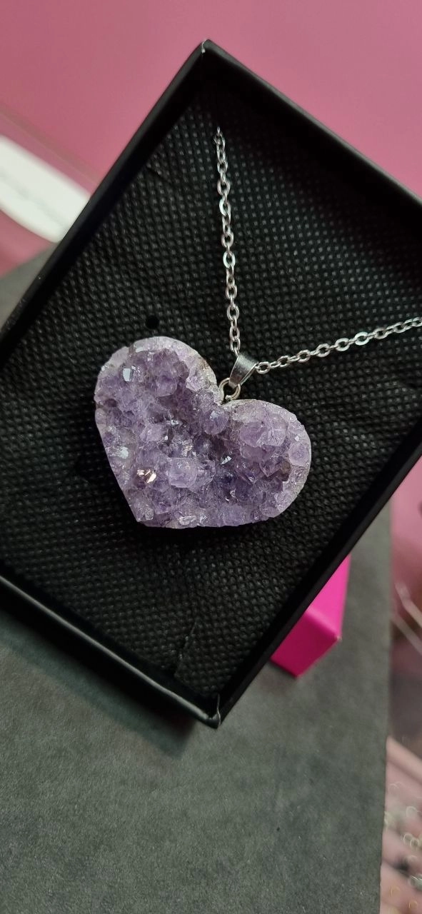 گردنبند استیل با آویز سنگ آمیتیس