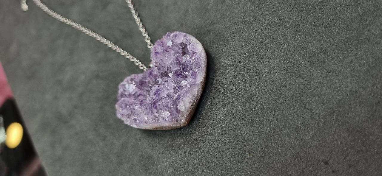 گردنبند استیل با آویز سنگ آمیتیس