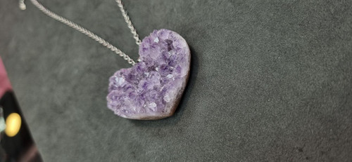 گردنبند استیل با آویز سنگ آمیتیس