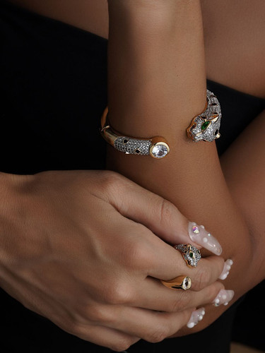 ست بنگل و انگشتر پنتر نگین سوارسکی