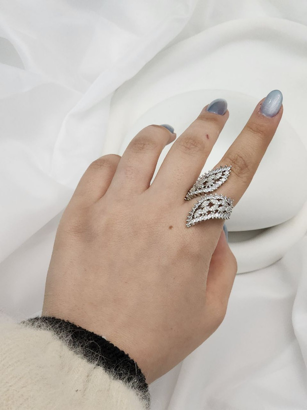 انگشتر استیل نقره ای وارداتی آبکاری نقره