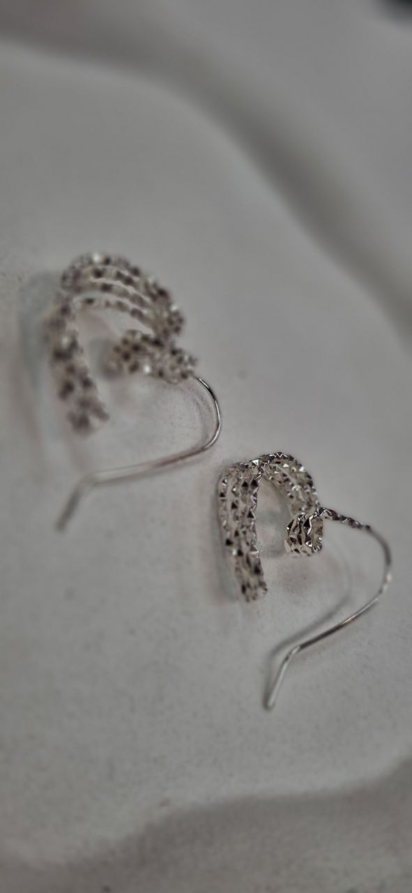 گوشواره استیل ابکاری نقره قلبی