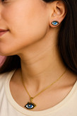 نیم ست گردنبند و گوشواره استیل طلایی
