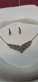 نیم ست گردنبند و گوشواره جواهری نقره ای