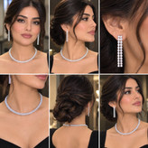 نیم ست گردنبند و گوشواره جواهری نقره ای