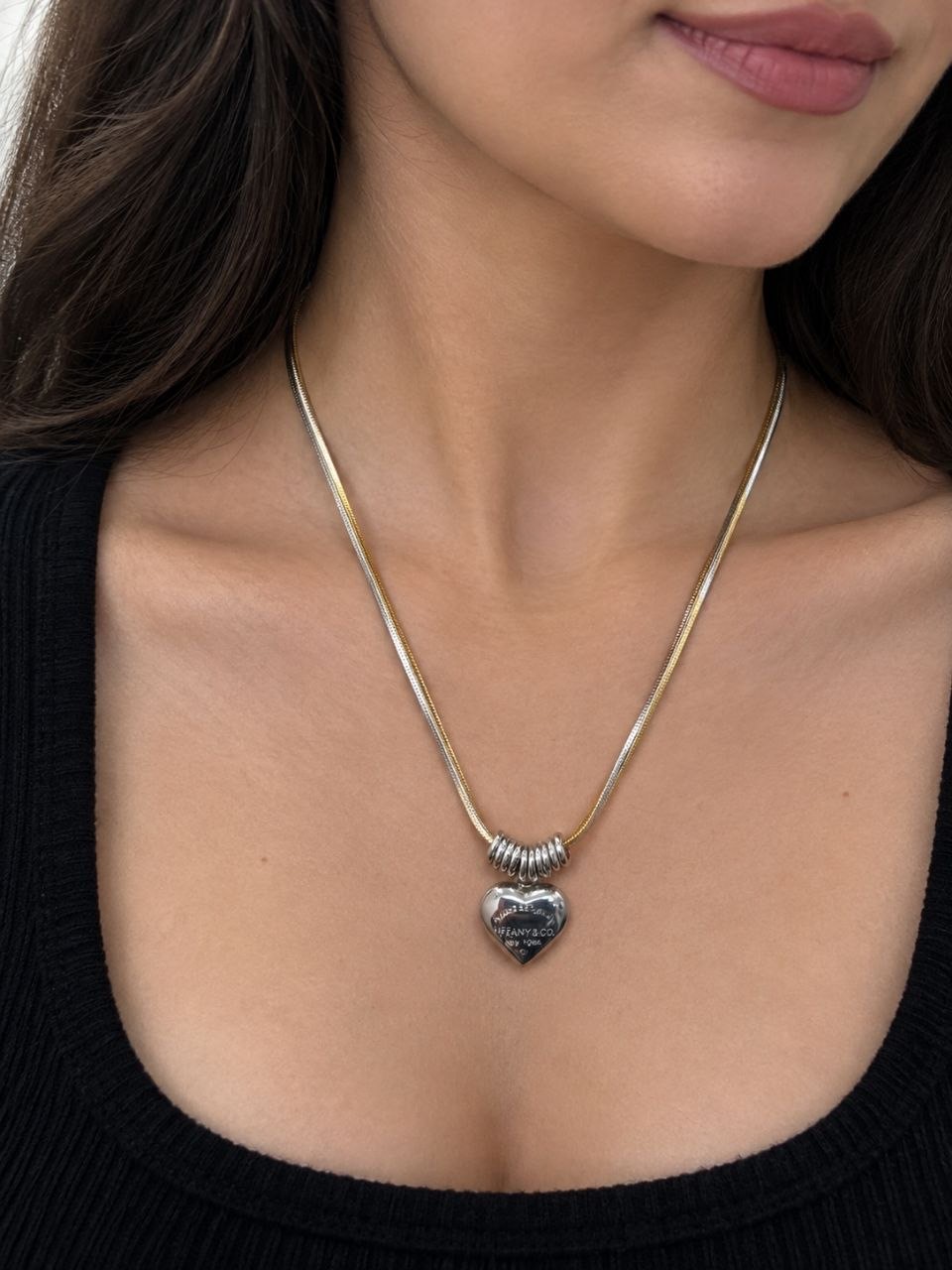 گردنبند استیل تیفانی ماری دو رنگ